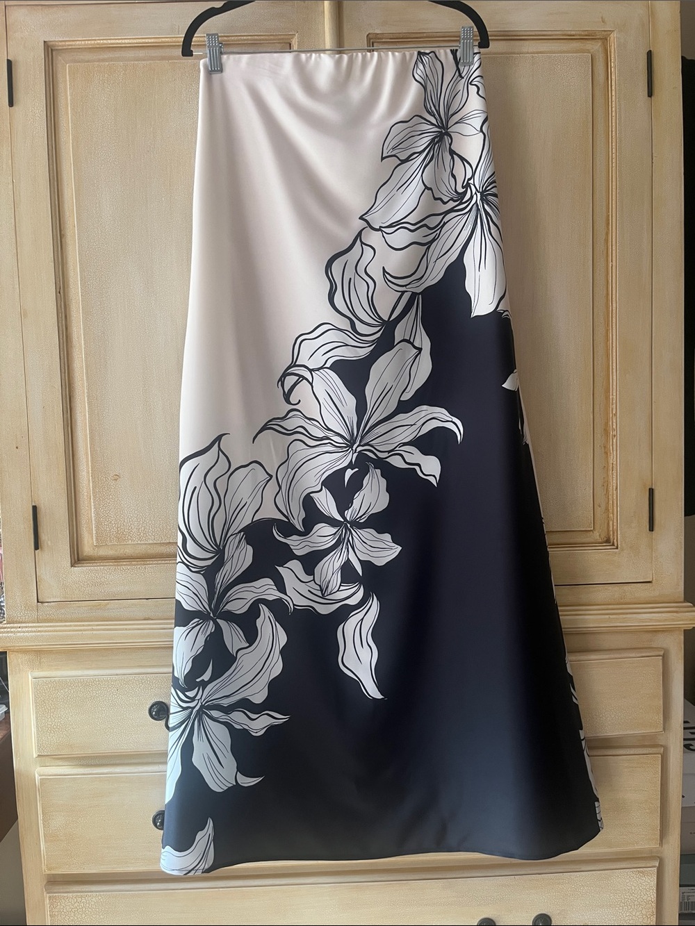 Nicole Miller Elegant Black & Cream Floral strapless dress-XS-NWOT